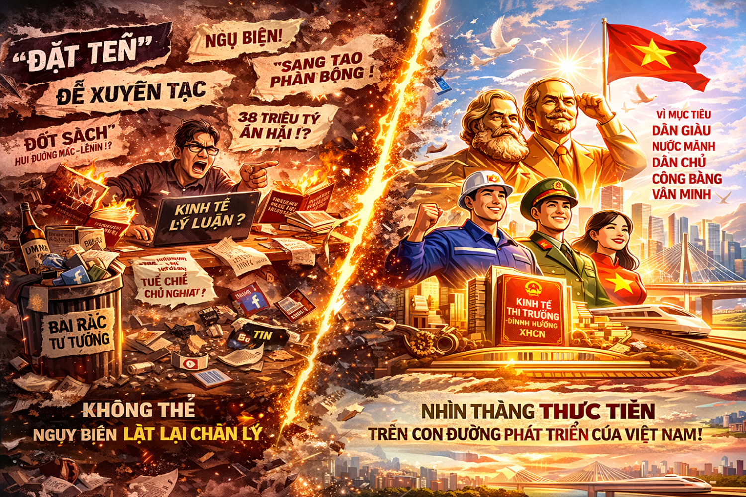 Một số đối tượng cực đoan, thiếu hiểu biết đã cố tình bóp méo bản chất của Chủ nghĩa Mác - Lênin, dựng lên những lập luận phi lý để công kích đường lối phát triển đất nước.